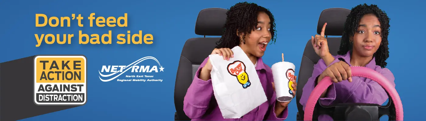 Driver choosing between “good self” and “bad self” in distracted driving campaign